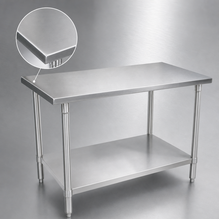 Product image #3 for John Boos 108 x 48 Inch 14-Gauge Stainless Steel Top Work Table with Adjustable Undershelf