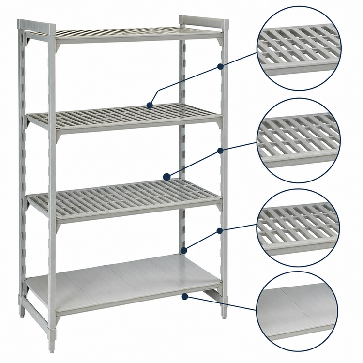 Product image #4 for Cambro Camshelving Premium 54-Inch x 18-Inch x 84-Inch 4-Shelf Vented and Solid Stationary Starter Unit