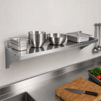 Thumbnail image #3 for John Boos Stallion BHS1648-16/304 Wall-Mounted 300 Series Stainless Steel Shelf, 48W x 16D, 16 Gauge, Satin Finish