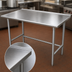 Thumbnail image #3 for 48 Inch x 36 Inch 14 Gauge 304 Stainless Steel Work Table with 1-1/2 Inch Rear Upturn and Galvanized Open Base