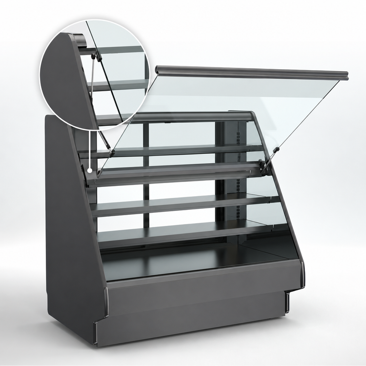 Product image #3 for Fusion® 75-3/8-Inch Wide Refrigerated Service Case with Flat Angled Lift-Up Front Glass and Remote DX Refrigeration