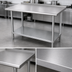 Thumbnail image #3 for Advance Tabco 84-Inch x 36-Inch 16-Gauge 430 Stainless Steel Work Table with 1-1/2-Inch Rear Up-Turn and Galvanized Undershelf