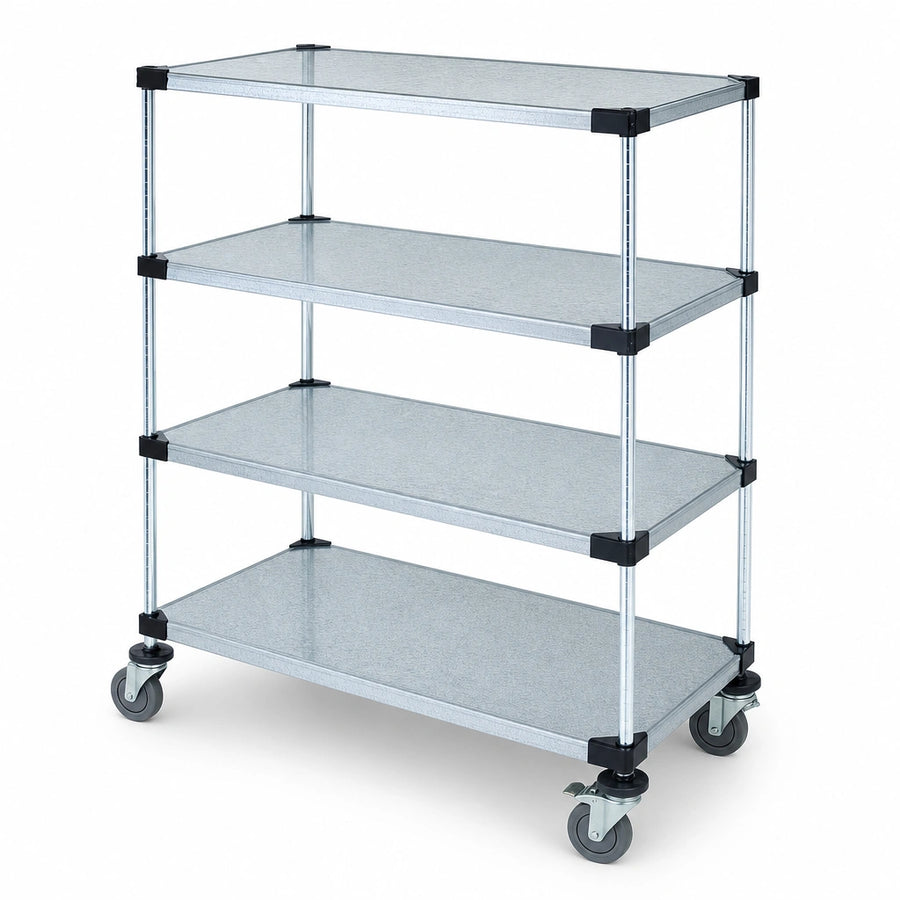 Four Solid Galvanized Steel Shelves