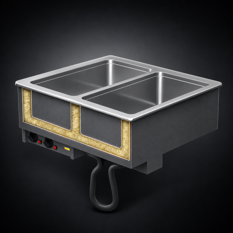 Product image #3 for Vollrath Two-Well Drop-In Electric Hot Food Well Unit with Thermostatic Controls, Wet Operation, Manifold Drain, 120V