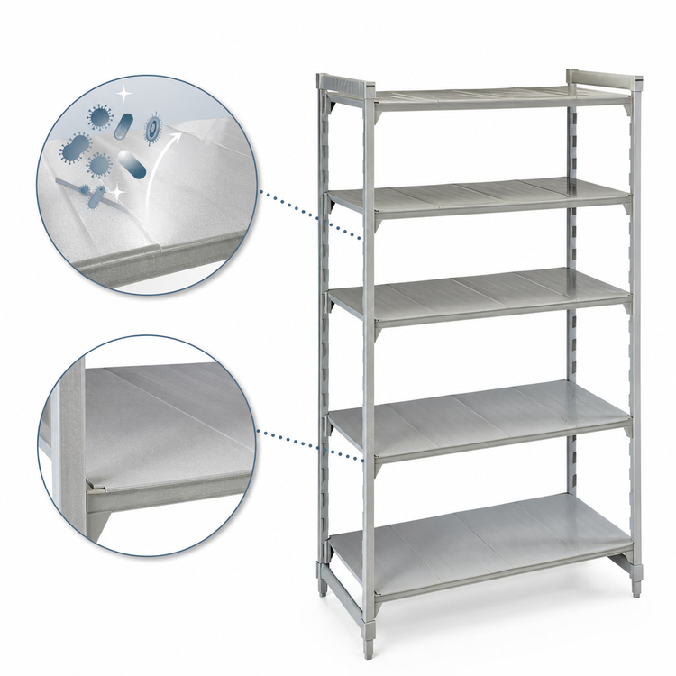 Product image #4 for Cambro Camshelving Premium 5-Shelf Solid Stationary Starter Unit, 21 x 30 x 84 Inches, Speckled Gray