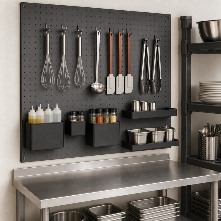 Product image #3 for Cambro Camshelving Elevation Series 30 x 36 Inch Black Wall Mounted Pegboard