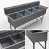 Thumbnail image #3 for John Boos Pro-Bowl 4-Compartment Floor Model Sink, 16-Gauge Stainless Steel, 14-Inch Deep Bowls