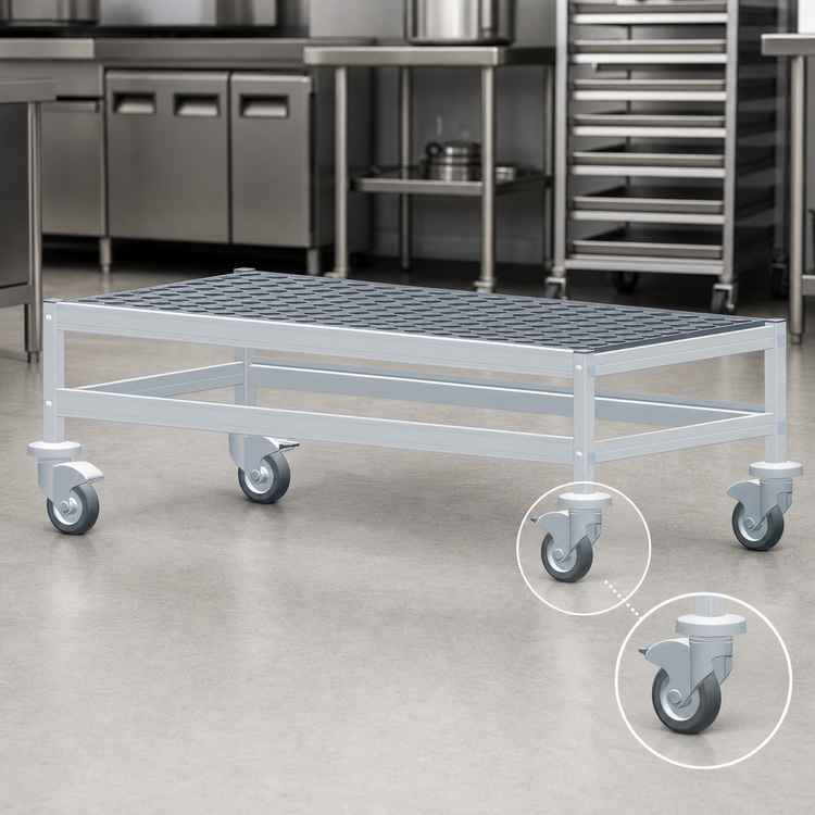 Product image #3 for Fermostock Mobile Aluminum Dunnage Rack with 5-Inch Casters, 47 x 18 x 17 Inches, 800 lb Per Shelf