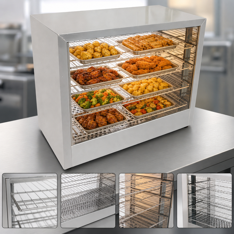 Product image #3 for Omcan USA 4-Tier Countertop Food Warmer and Display Case, 110V, 1.0 kW