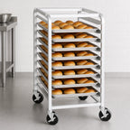 Thumbnail image #3 for Crestware ABPR10 10-Tier Aluminum End-Loading Bun Pan Rack with Locking Casters, 26 x 20 x 38 Inches