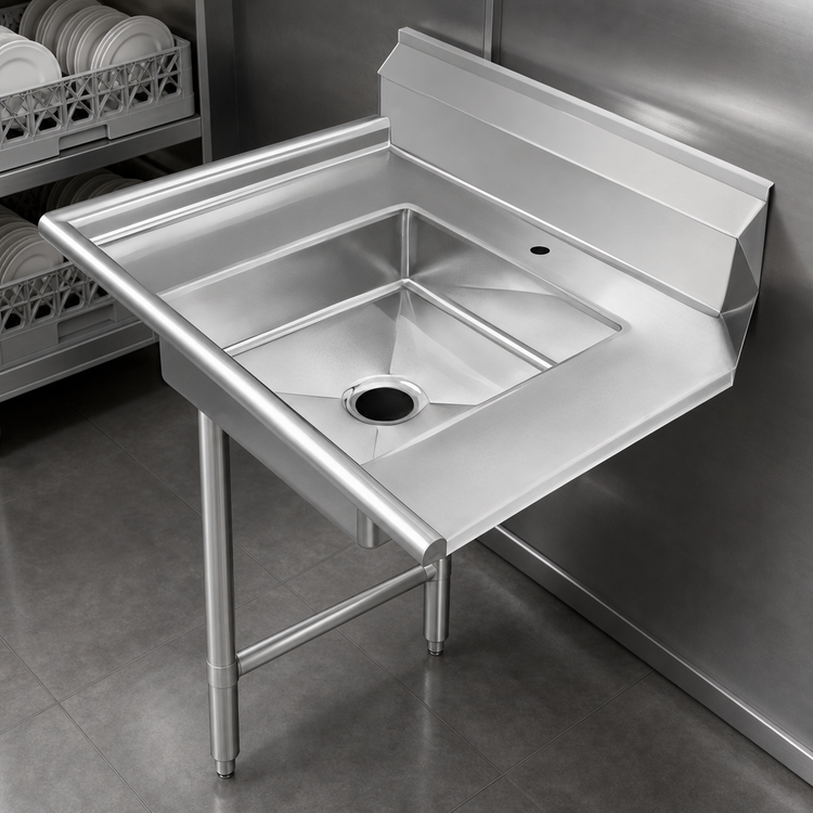 Product image #3 for 48-Inch Left-to-Right Soiled Dishtable with 20 x 20 Pre-Rinse Sink and 9-Inch Backsplash