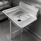 Thumbnail image #3 for Klinger's Trading SDT48L 48-Inch Left-to-Right Soiled Dish Table with 20 x 20 Pre-Rinse Sink and 9-Inch Backsplash