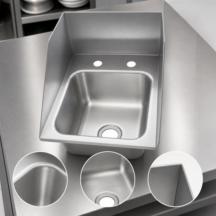 Product image #3 for BK Resources Deep Drawn Single-Compartment Drop-In Sink with 3-Sided Riser