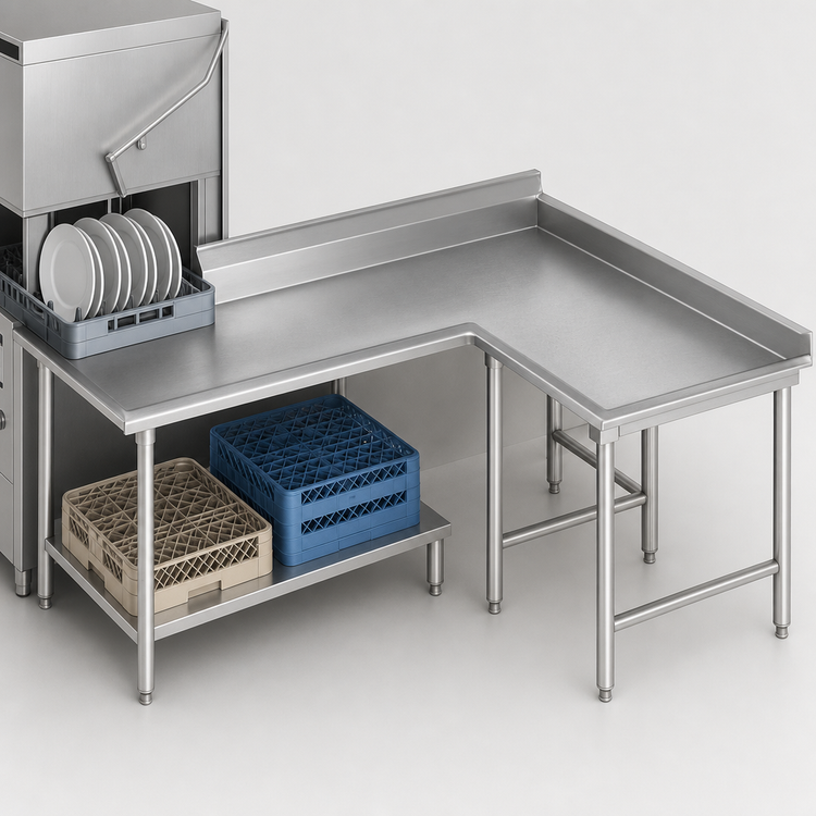 Product image #3 for Eagle Group Right-Hand Island Clean Dishtable, 60 x 60 Inches, 16/304 Stainless Steel