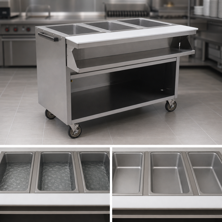Product image #3 for Spec-Master 48-Inch Electric Sealed Well Hot Food Table, Open Front, 3 Wells, Mobile, 208V