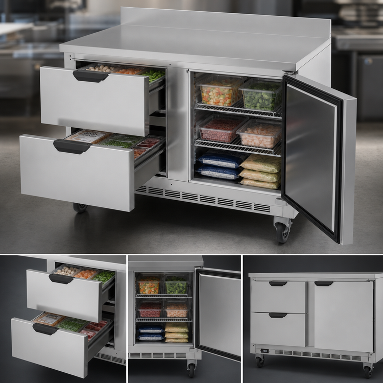 Product image #3 for Beverage-Air WTFD48AHC-2-FIP 48-Inch Two-Section Worktop Freezer with 2 Drawers and 1 Solid Door