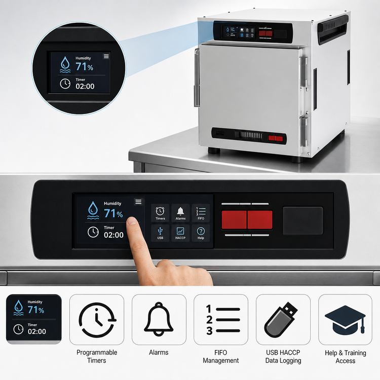 Product image #4 for Metro HotBlox Narrow 4-Pan Countertop/Stacking Insulated Holding Cabinet with 2.4-Inch Touchscreen and Solid Door