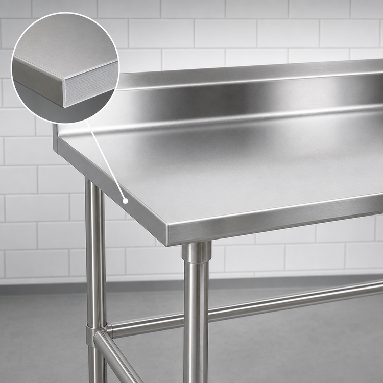 Product image #3 for John Boos Stallion Corner Stainless Steel Work Table, 30 x 36 Inches, 5-Inch Backsplash