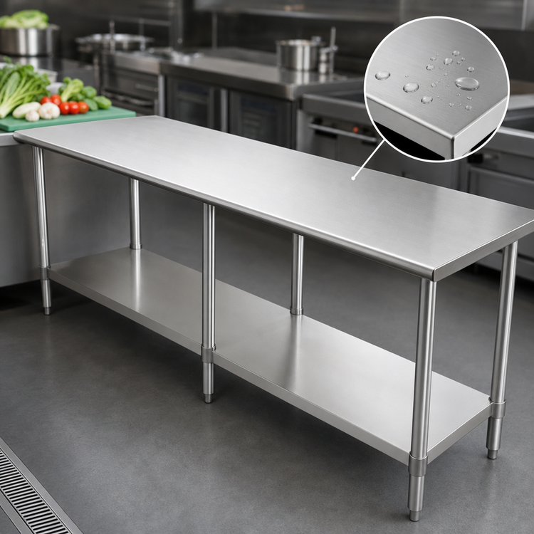 Product image #3 for Eagle Group Budget Series 120-Inch W x 24-Inch D 430 Stainless Steel Work Table with Adjustable Undershelf