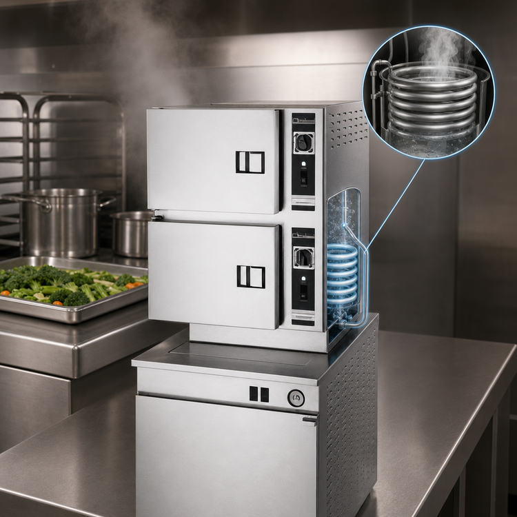 Product image #3 for Cleveland Range Classic Convection 24-Inch Countertop Convection Steamer with Steam Coil Generator, 2 Compartments