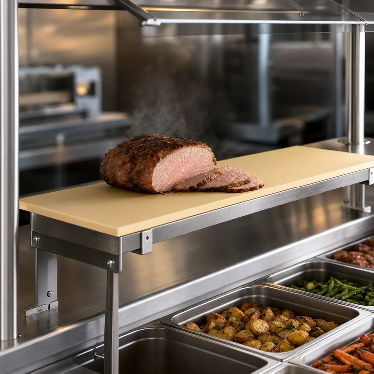 Product image #3 for Eagle Group Richlite Heat-Resistant Carving Station Cutting Board for HT4, 63-1/2 x 8 x 1/2 Inch, with Stainless Steel Brackets