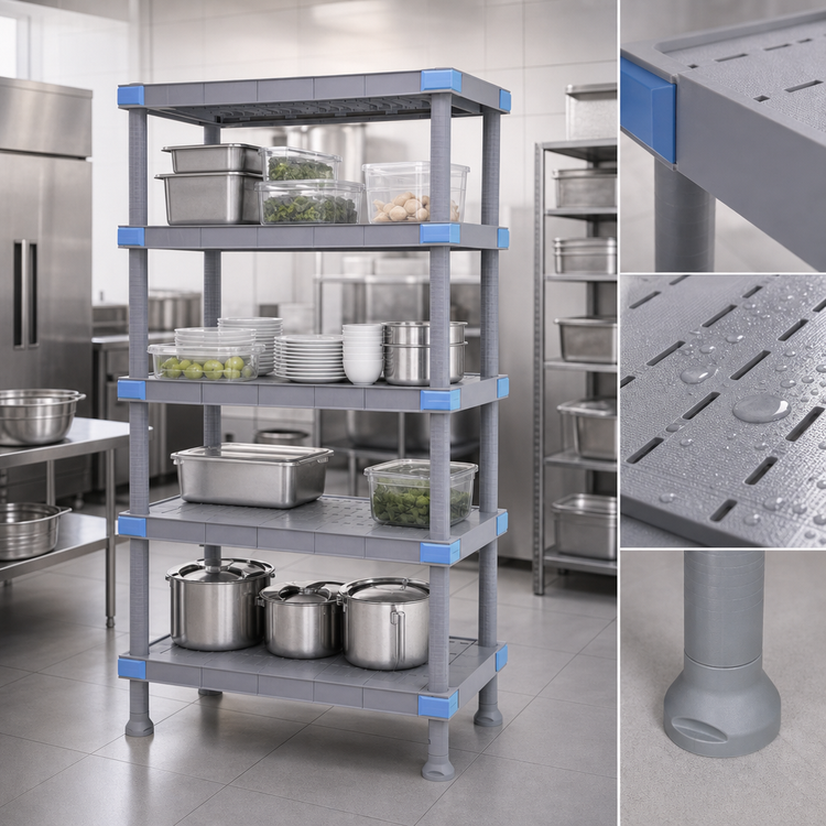 Product image #3 for Quantum Millenia 5-Shelf Polymer Shelving Unit, 60 x 24 x 62 Inches, 2000-Lb Capacity