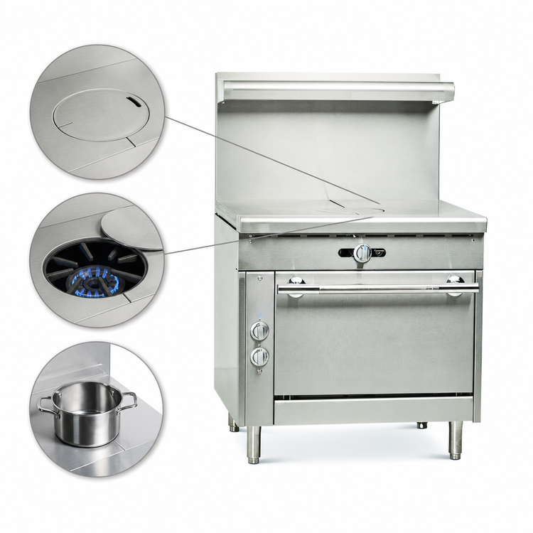 Product image #3 for Imperial Spec Series 36-Inch Heavy Duty Commercial Gas French Top Range with Standard Oven