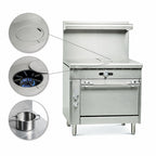 Thumbnail image #3 for Imperial (Middleby) Spec Series IHR-1FT 36-Inch Heavy-Duty Commercial Gas French Top Range with Standard Oven