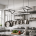 Thumbnail image #3 for Klinger's Trading Ceiling-Mounted Triple-Bar 304 Stainless Steel Pot Rack, 36 x 22 Inches