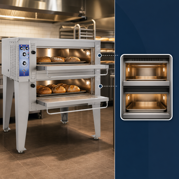 Product image #3 for Bakers Pride Super Deck Series 2-Deck Electric Bake/Roast Deck Oven with 38 x 36 x 12-Inch Cavities and 24-Inch Legs