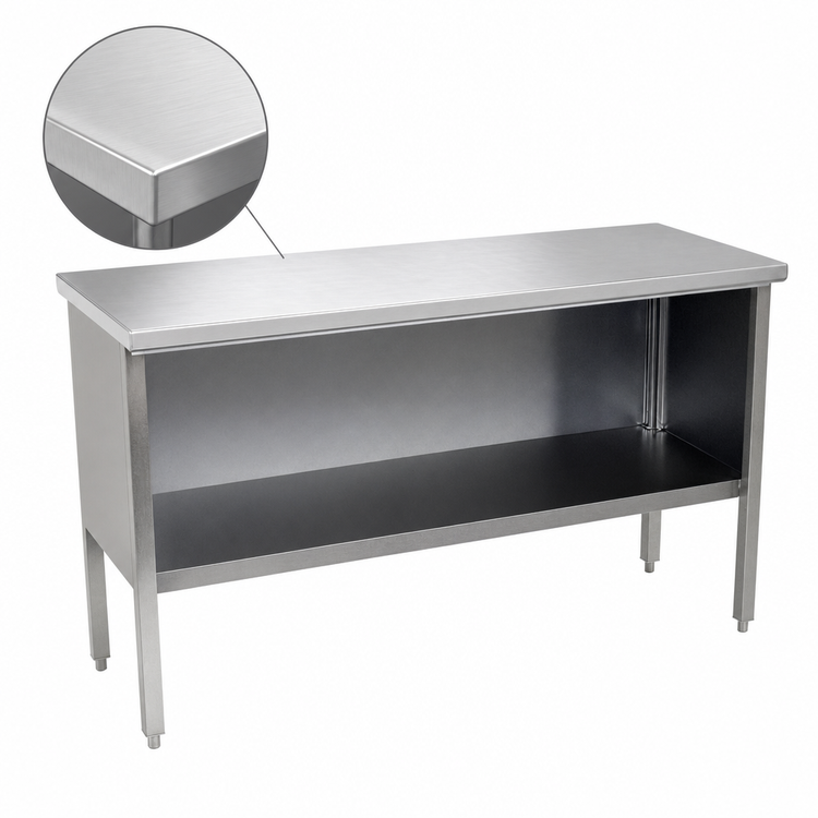 Product image #3 for John Boos Stainless Steel Open Front Enclosed Base Work Table, 48 x 24 Inch, 14-Gauge Top