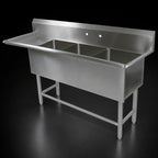 Thumbnail image #3 for John Boos Pro-Bowl 3PB3024-1D30L 3-Compartment Stainless Steel Sink, 30-Inch Left Drainboard, 30 x 24 x 12-Inch Bowls, 16-Gauge