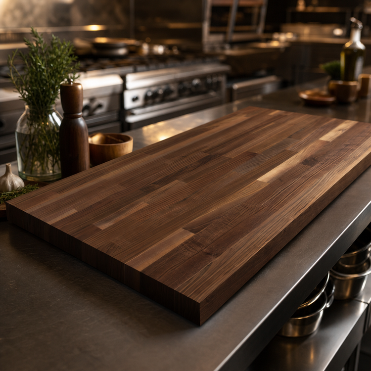 Product image #3 for Boos Block American Black Walnut Blended Rails Edge Grain Kitchen Countertop, 144 x 30 x 1-1/2 Inches, Varnique Finish
