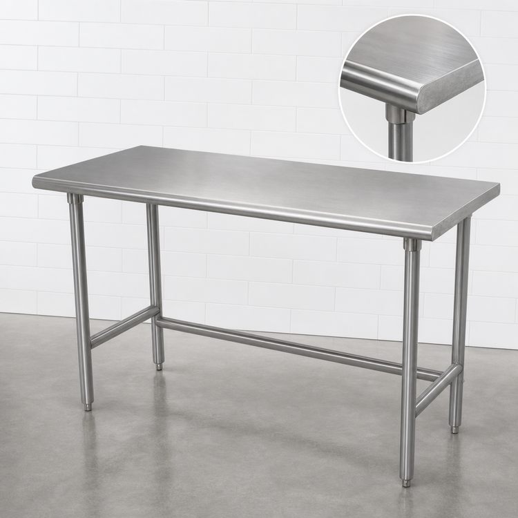 Product image #3 for Advance Tabco Stainless Steel Work Table, 108"W x 30"D, Open Base, 304 Stainless Steel Top