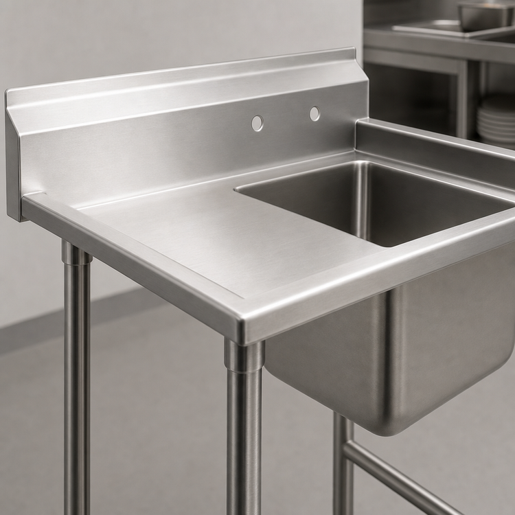 Product image #3 for Eagle Group 414 Series Single Compartment Stainless Steel Sink with 18-Inch Left Drainboard, 38-7/8-Inch Wide