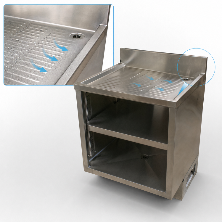 Product image #4 for BK Resources 36 Inch Underbar Stainless Steel Glass Rack Unit with Drainboard Top and Adjustable Shelf