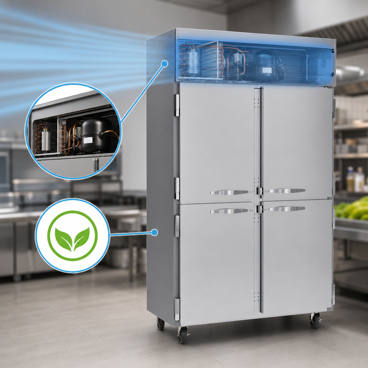 Product image #3 for Beverage-Air Horizon Series Two-Section Top-Mount Reach-In Freezer, Four Half Solid Doors, 45.2 Cu. Ft.