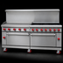 Thumbnail image #3 for American Range 72-Inch Commercial Gas Restaurant Range with 48-Inch Griddle, 4 Open Burners, Convection Oven, and Storage Base