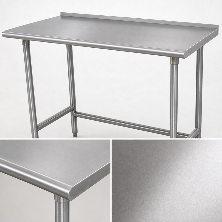 Product image #3 for Advance Tabco 108" x 24" 16-Gauge 430 Stainless Steel Underbar Work Table with Rear Up-Turn and Galvanized Base