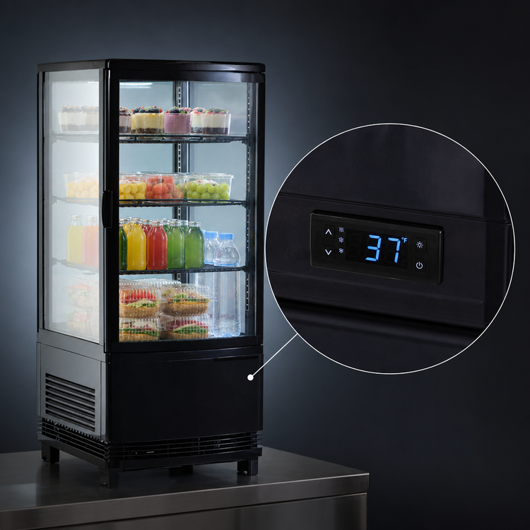 Product image #4 for Titan Series Countertop Refrigerated Display Case with 1 Hinged Glass Door and 3 Shelves