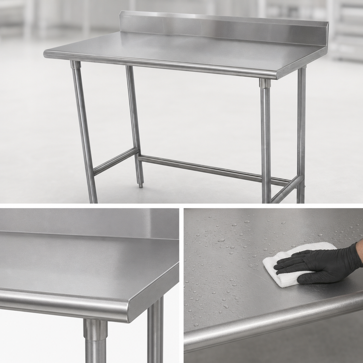 Product image #3 for Advance Tabco Special Value Series 72-Inch x 36-Inch 16-Gauge 304 Stainless Steel Work Table with 5-Inch Backsplash