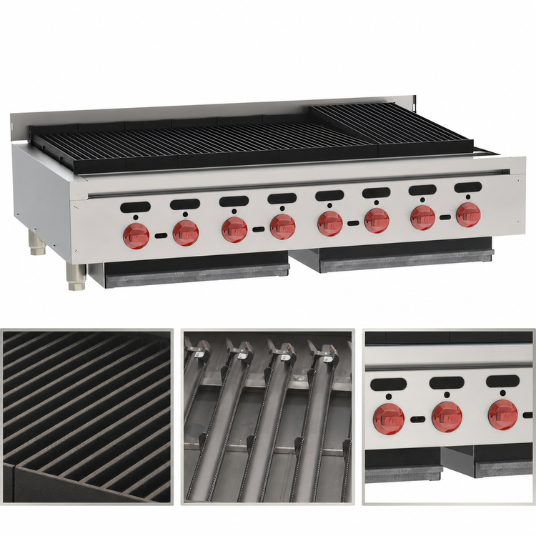 Product image #3 for Wolf Achiever Radiant Countertop Charbroiler, 46-7/8 Inch, 8 Burners, 136,000 BTU