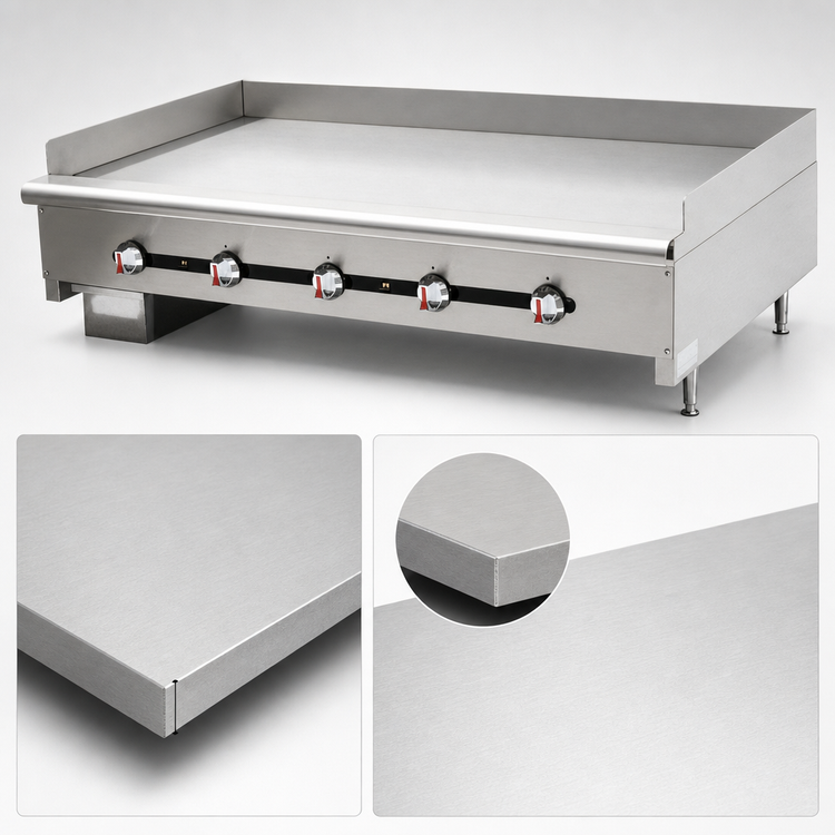 Product image #3 for 60-Inch Countertop Gas Griddle with Manual Controls and 1-Inch Smooth Steel Plate