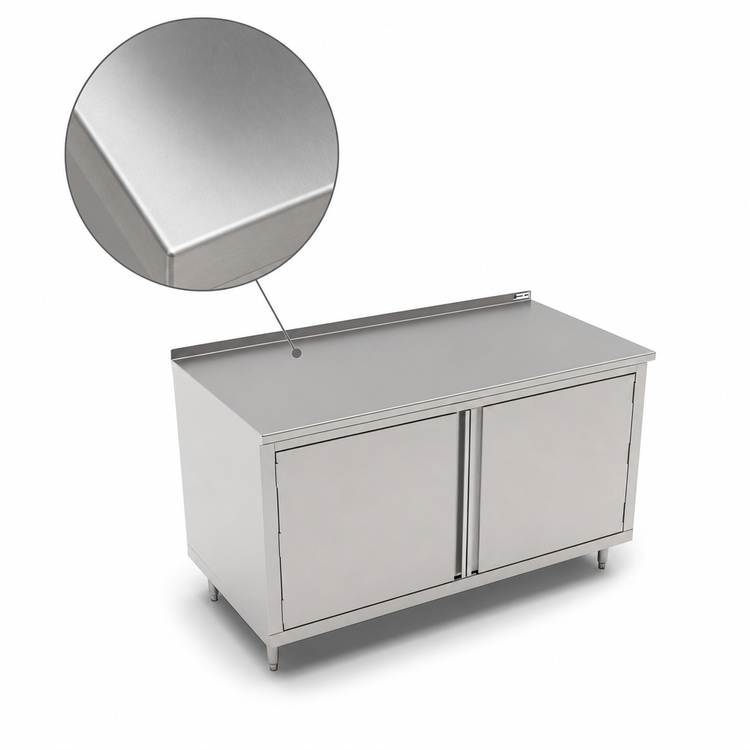 Product image #3 for John Boos Enclosed Stainless Steel Work Table with Hinged Doors, 36"W x 24"D, 1-1/2" Rear Up-Turn
