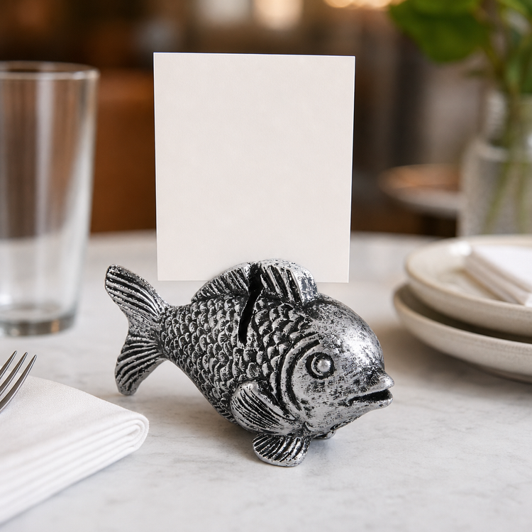 Product image #4 for American Metalcraft Fish-Shaped Polyresin Whimsical Menu Card Holder