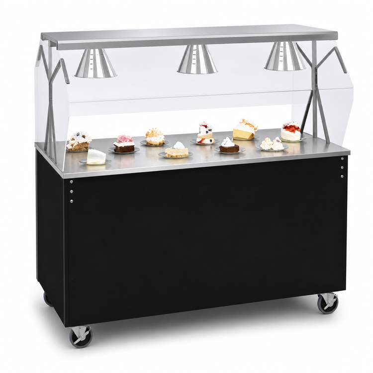 Product image #3 for Vollrath 2-Series Affordable Portable 60-Inch Mobile Utility Station with Open Storage Base and Buffet Breath Guard, White