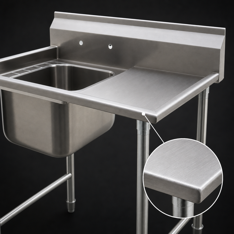 Product image #3 for Eagle Group 1-Compartment Commercial Sink with Right Drainboard, 38-7/8 Inch Wide, 430/304 Stainless Steel