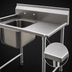 Thumbnail image #3 for Eagle Group 1-Compartment Commercial Sink with Right Drainboard, 38-7/8 Inch Wide, 430/304 Stainless Steel