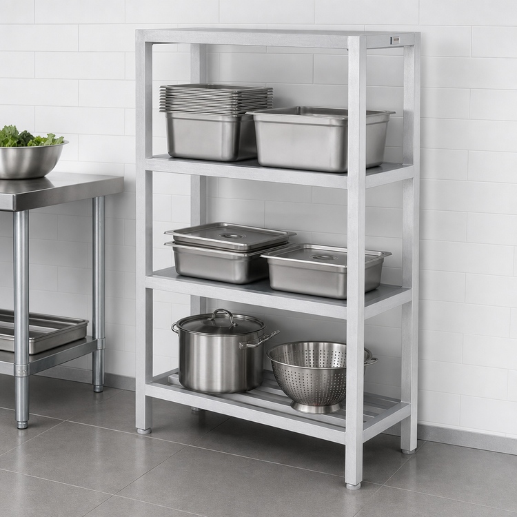 Product image #3 for Channel Manufacturing Lifetime Tough All-Welded Tubular 3-Shelf Aluminum Dunnage Shelving, 54W x 20D x 64H