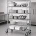 Thumbnail image #3 for Quantum 48-Inch W x 18-Inch D x 80-Inch H Mobile Wire Shelving Cart, 5 Shelves, Chrome Plated Finish